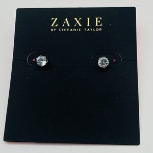 ZAXIE Crystal Stud Pierced Earrings Silver Tone Minimalist Fashion Jewelry